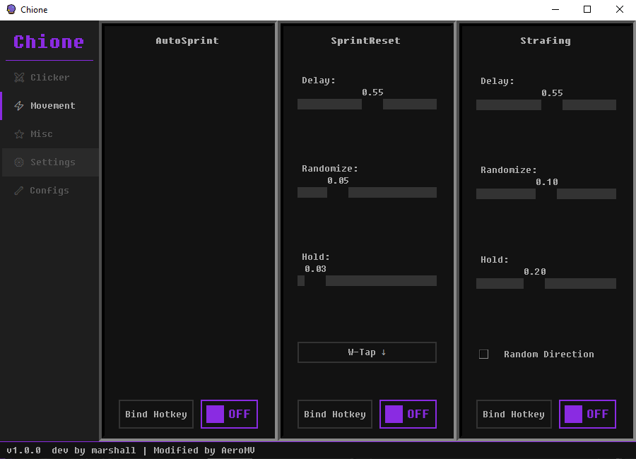 Chione Movement Menu